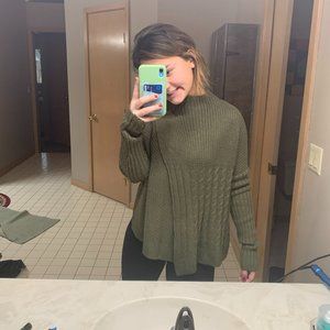 Knit Army Green Crew Neck Sweater